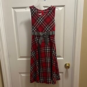 Bonnie Jean Red Plaid Dress with Gray Bow Christmas/holiday